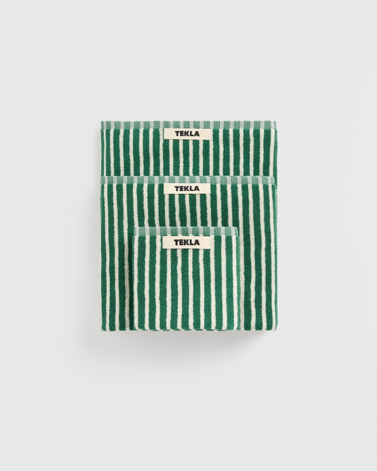 Towel Bundle in Teal Green Stripes