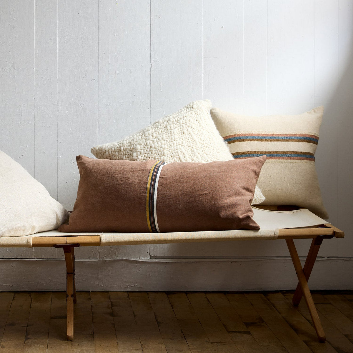 Nube Handwoven Wool Pillow in Ivory, 22" x 22"