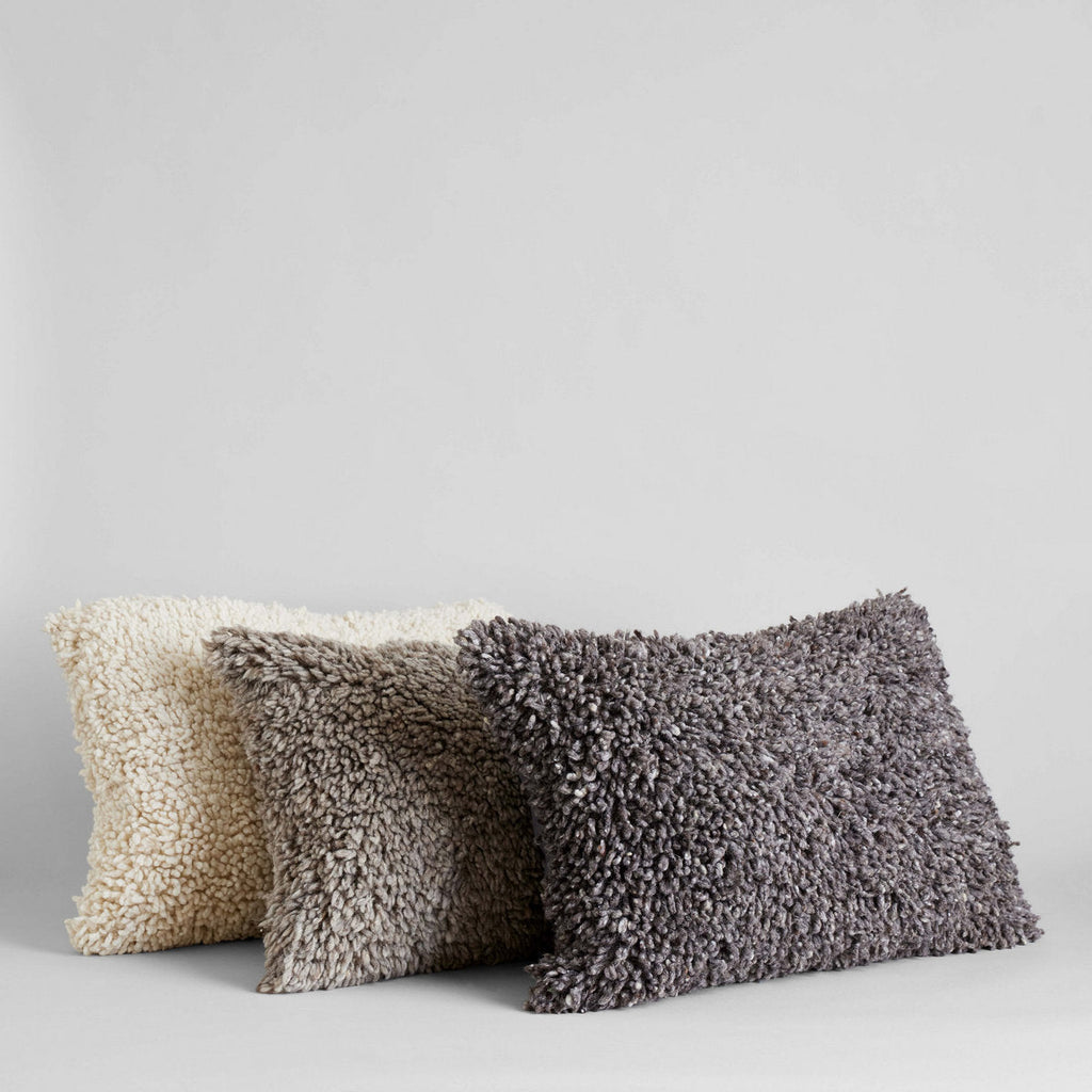 Handmade Wool Shag Pillow, 16"x24"