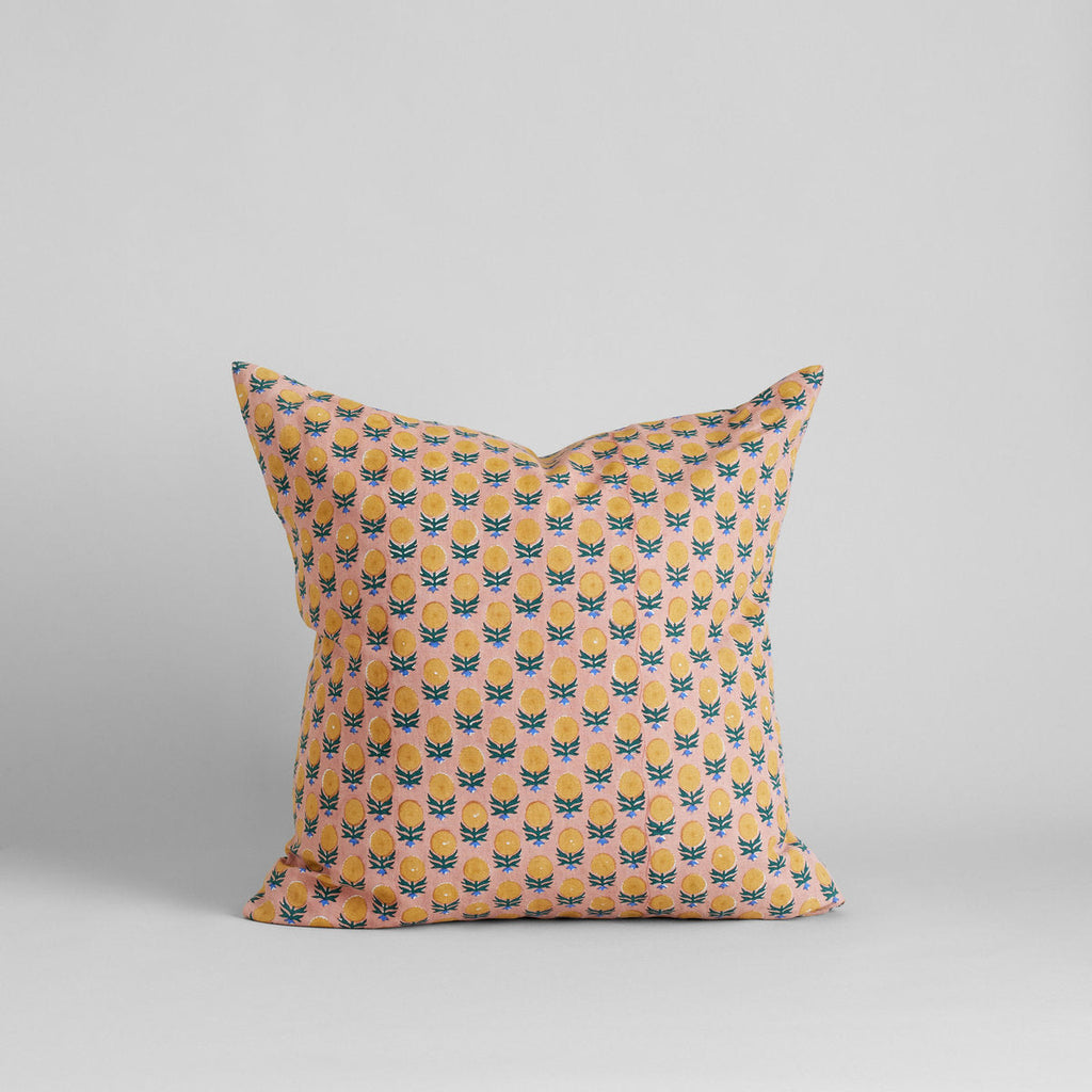 Pakhi Hand Block Printed Linen Pillow Cover, 22x22