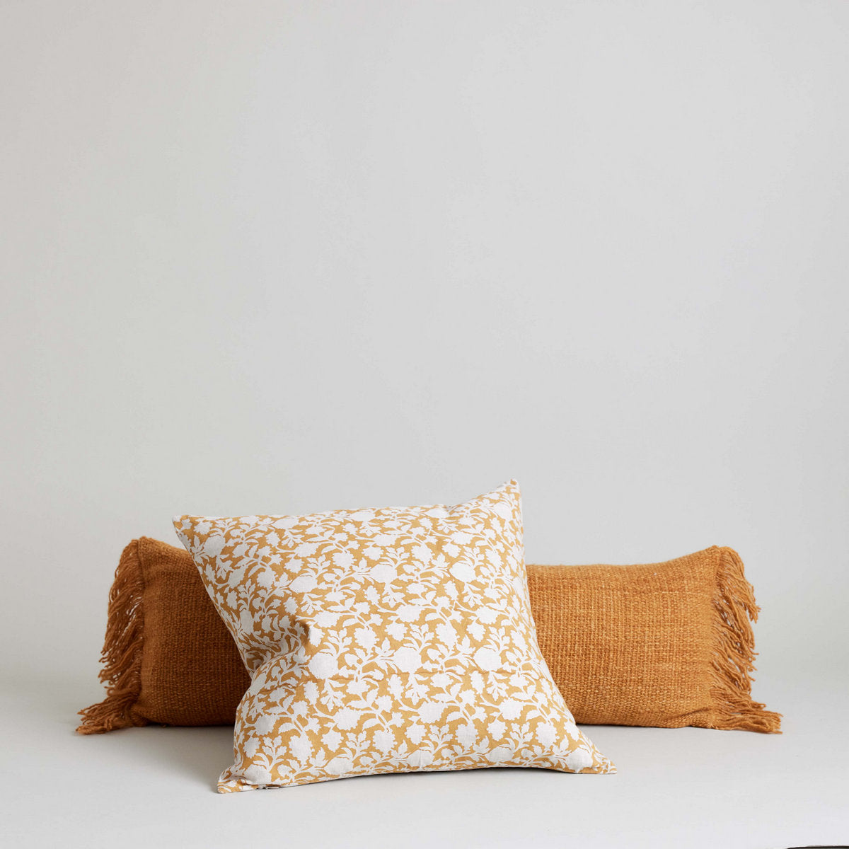 Tina Hand Block Printed Linen Pillow Cover, 22x22