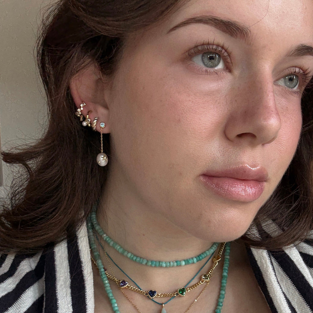 Gem Accent Pearl Drop Earrings