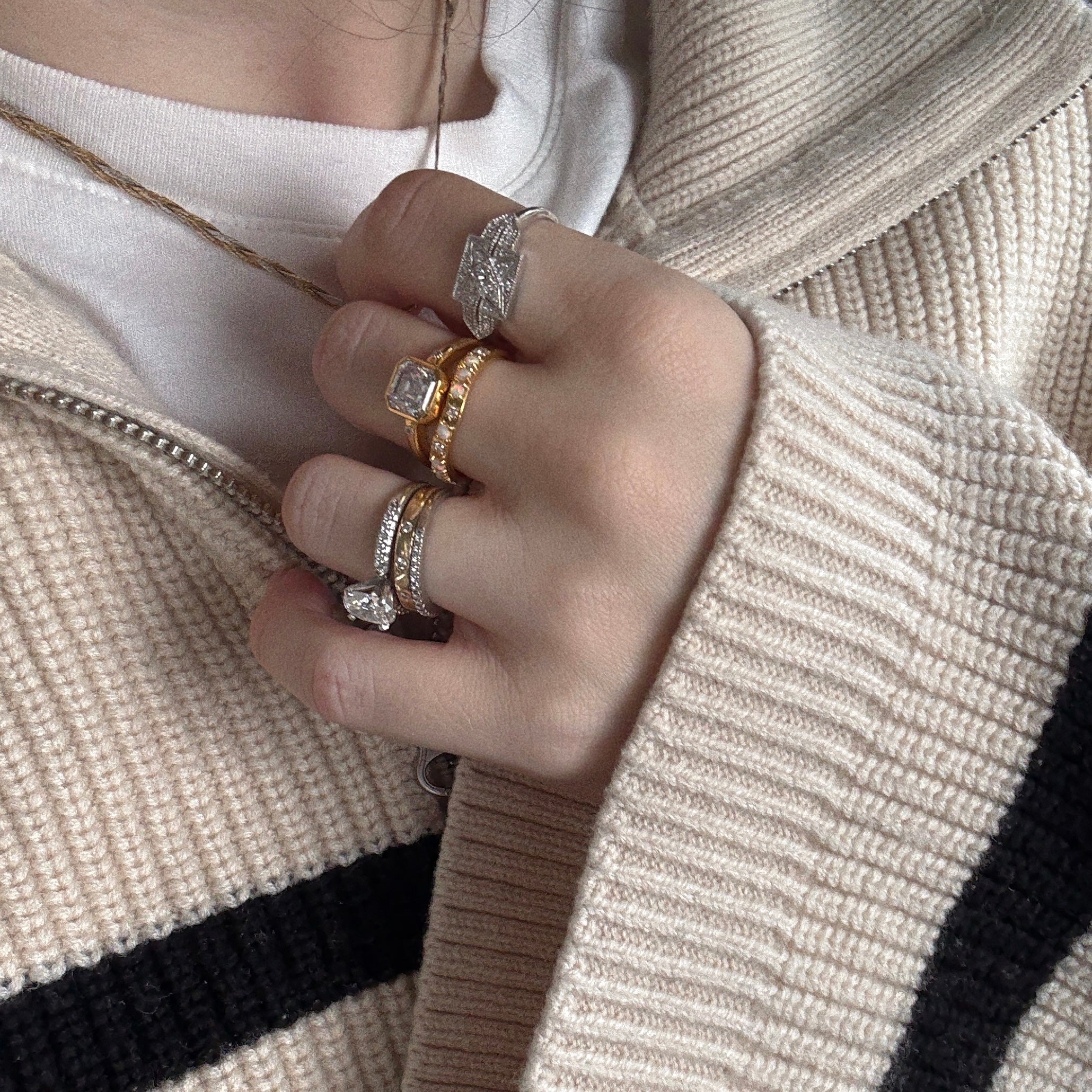 Opal Stacking Wave Ring