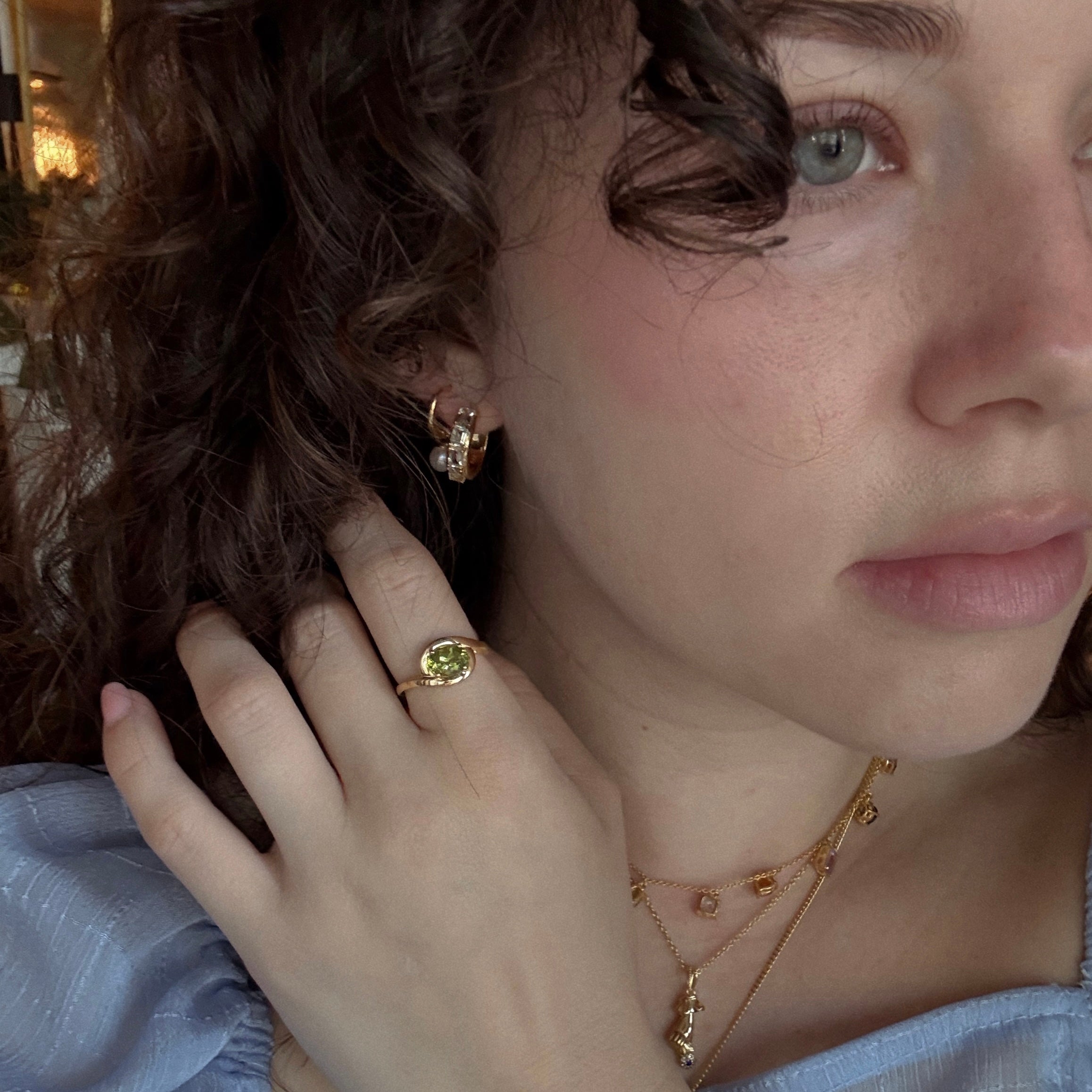 Green Amethyst Era Huggie Hoops