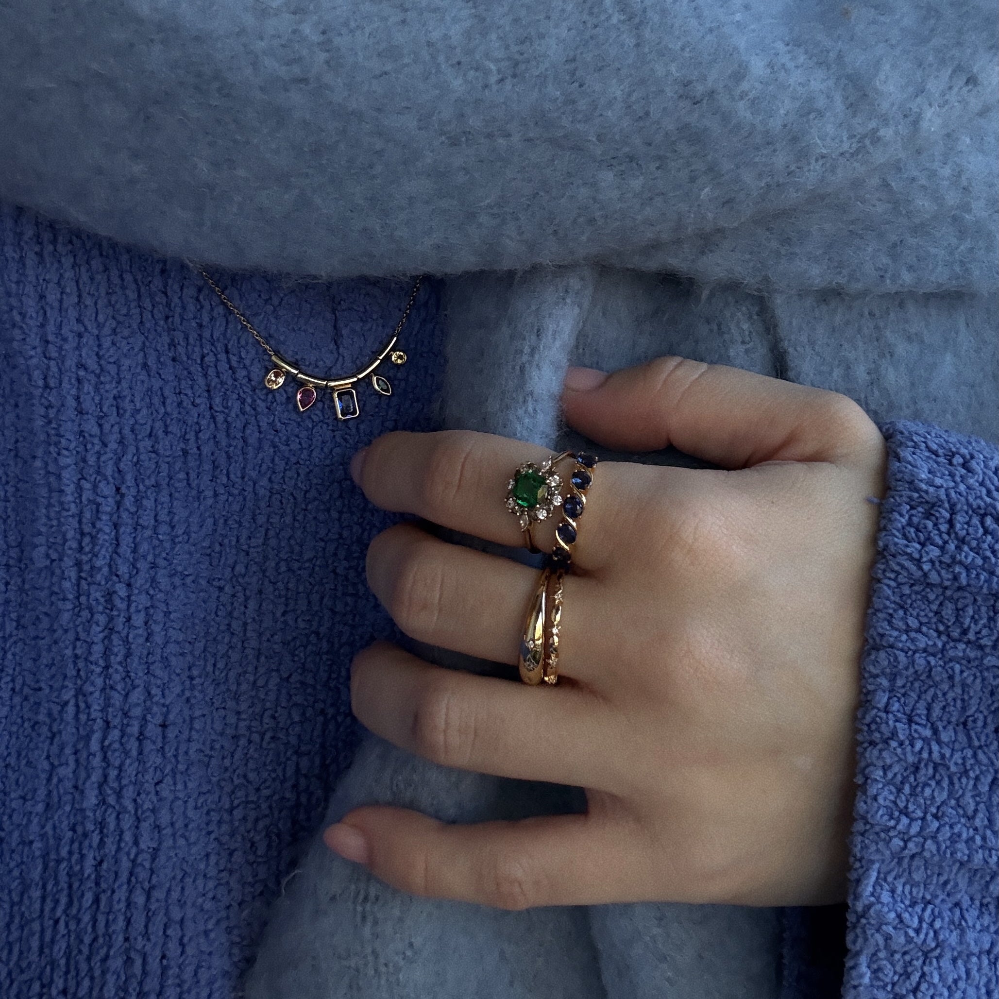 Blue Twist Vintage Inspired Ring