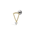 Invisible Set Triangle Diamond Drape Threaded Stud Earring With Titanium Backing