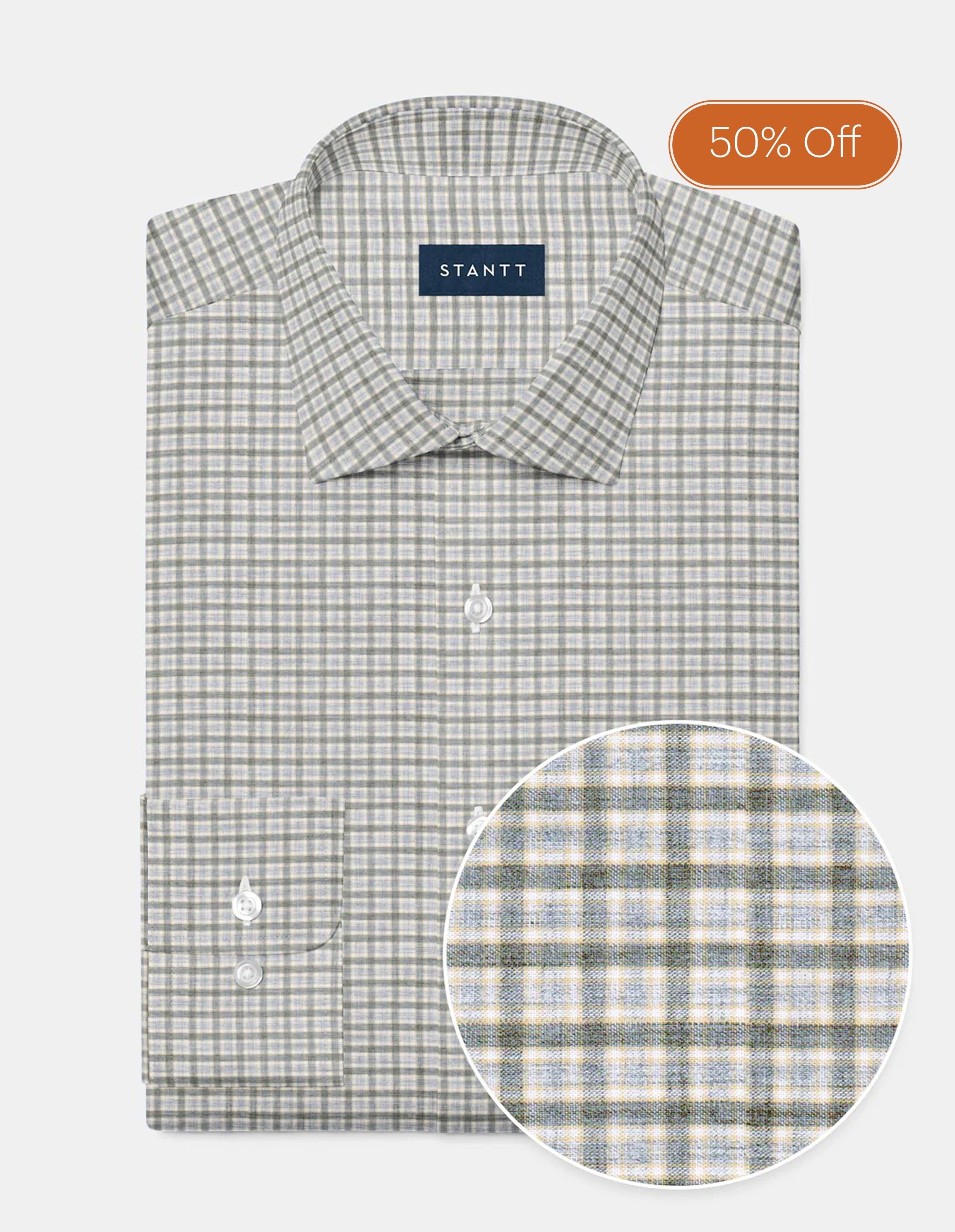Top Dye Grey and Faded Yellow Check
