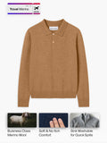 Men's Travel Merino Polo Sweater - Camel