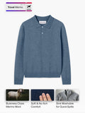 Men's Travel Merino Polo Sweater - Denim Blue