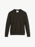 Men's Travel Merino V-Neck Sweater - Dark Green Brown