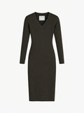 Women's Travel Merino Long Sleeve Dress - Dark Green Brown