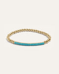 Tribute Beaded Stretch Bracelet  | Gold with Turquoise Pavé Bar