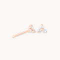 Triple Crystal Stud Earrings in Rose Gold