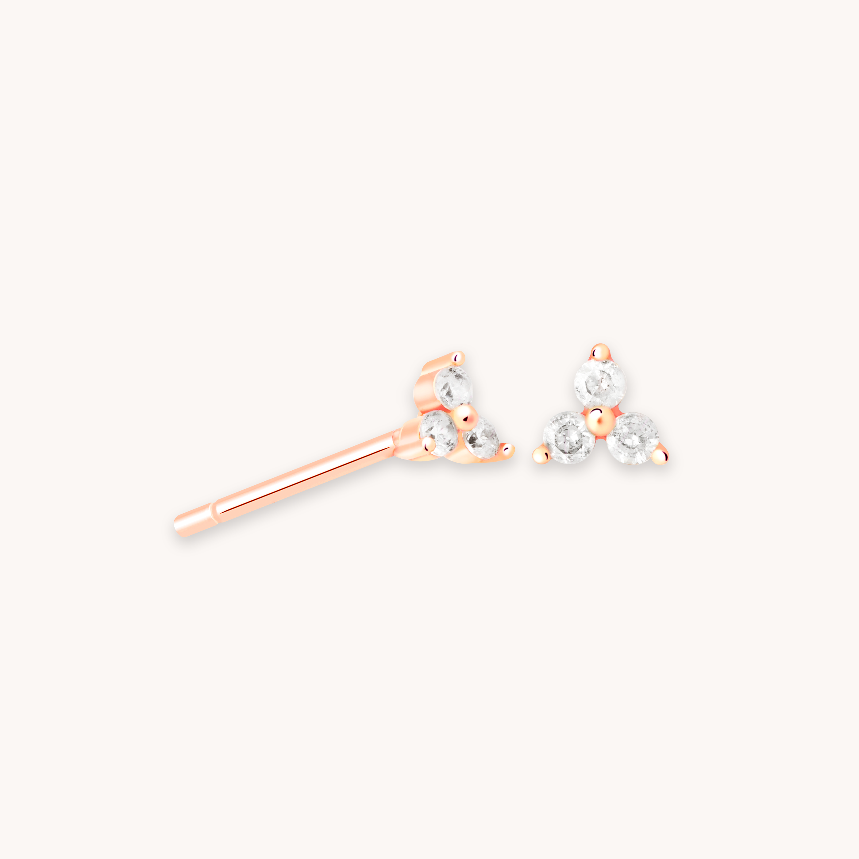Triple Crystal Stud Earrings in Rose Gold