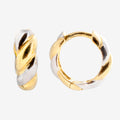 Solid Gold Mixed Metal Twisted Huggie Hoops