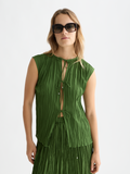 Micro Pleat Top With Ties