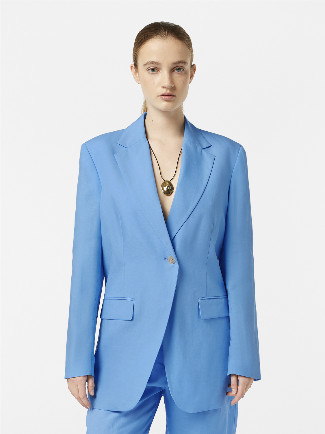 Boyfriend Fit Linen Blend Blazer