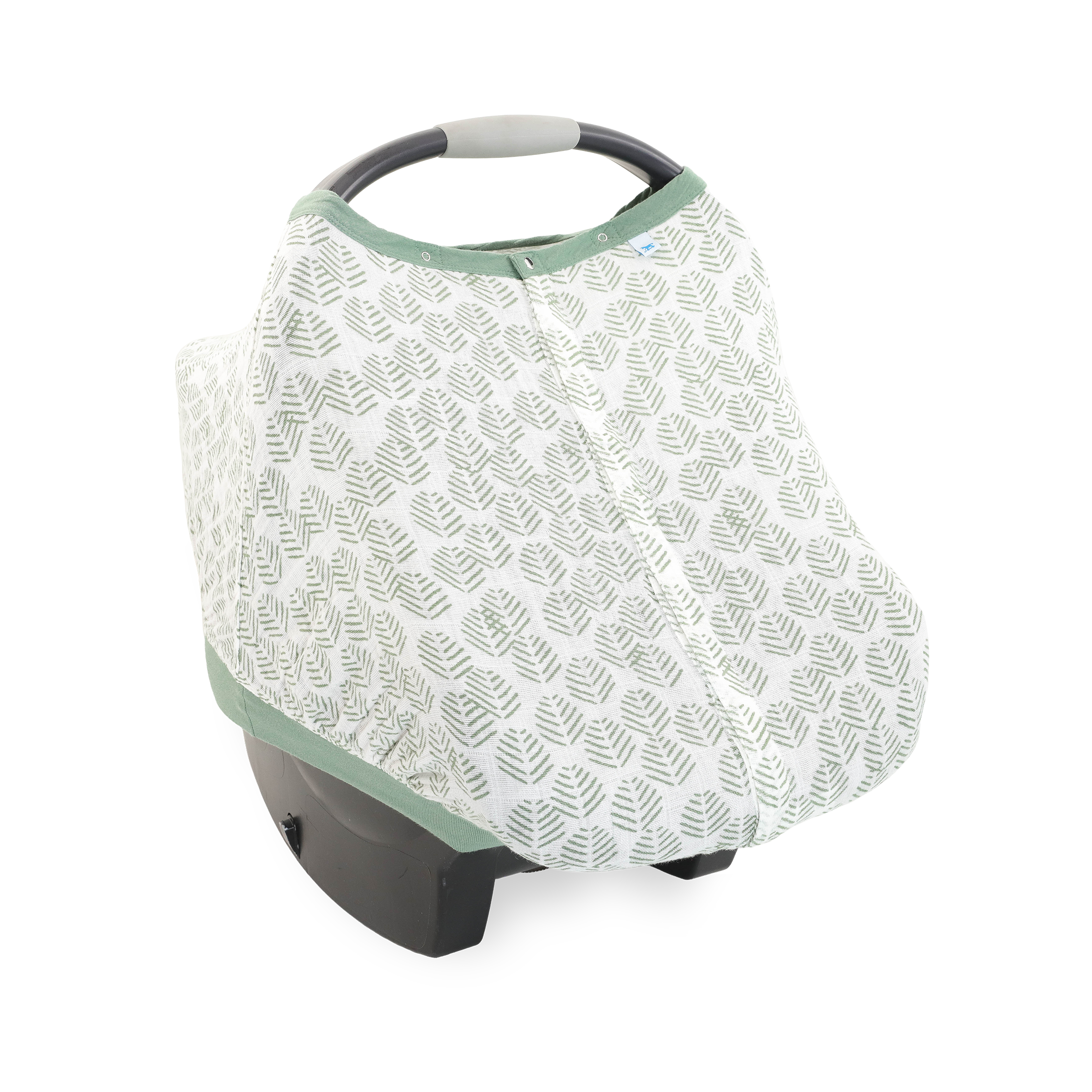Cotton Muslin Car Seat Canopy - Leaf Motif