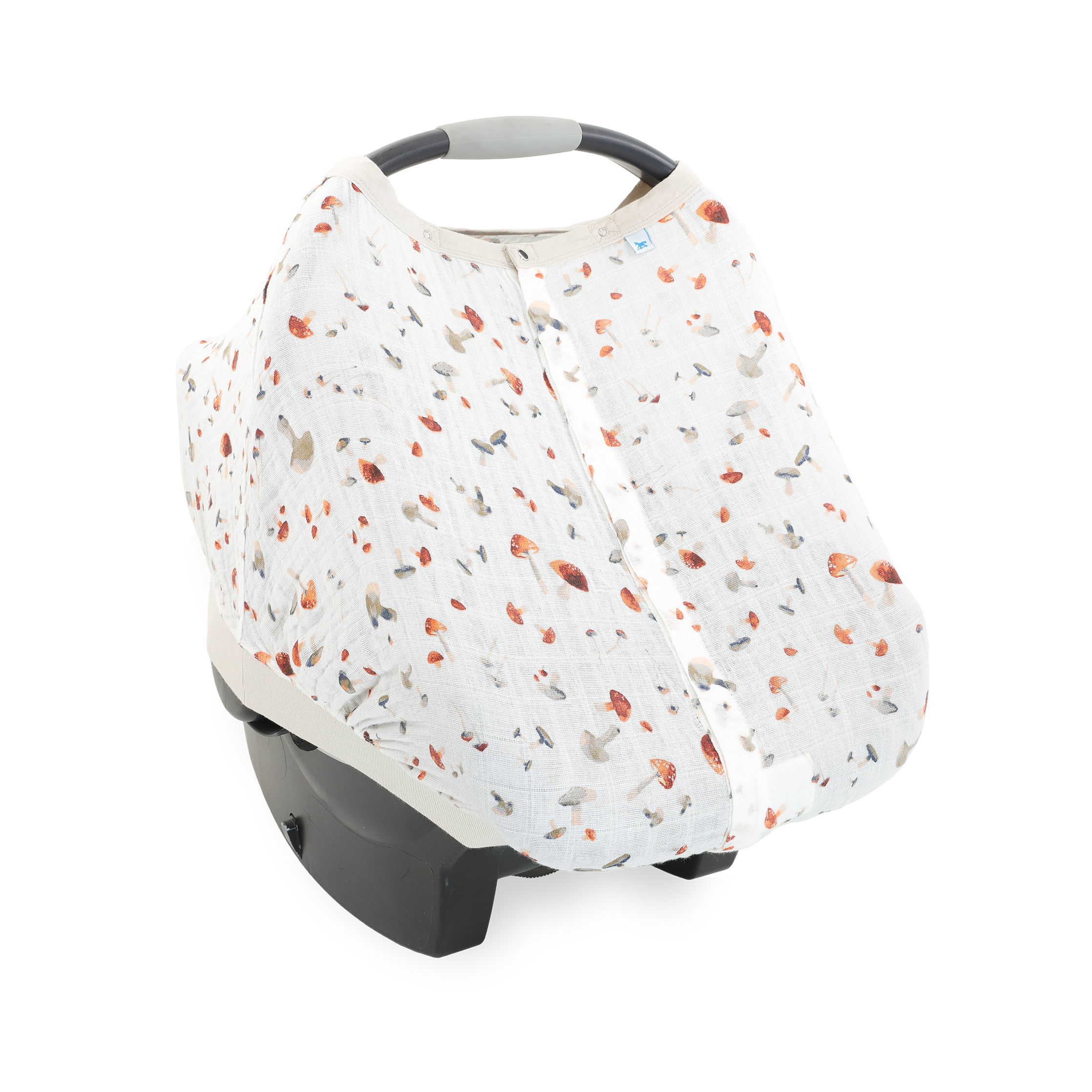 Cotton Muslin Car Seat Canopy - Mushrooms