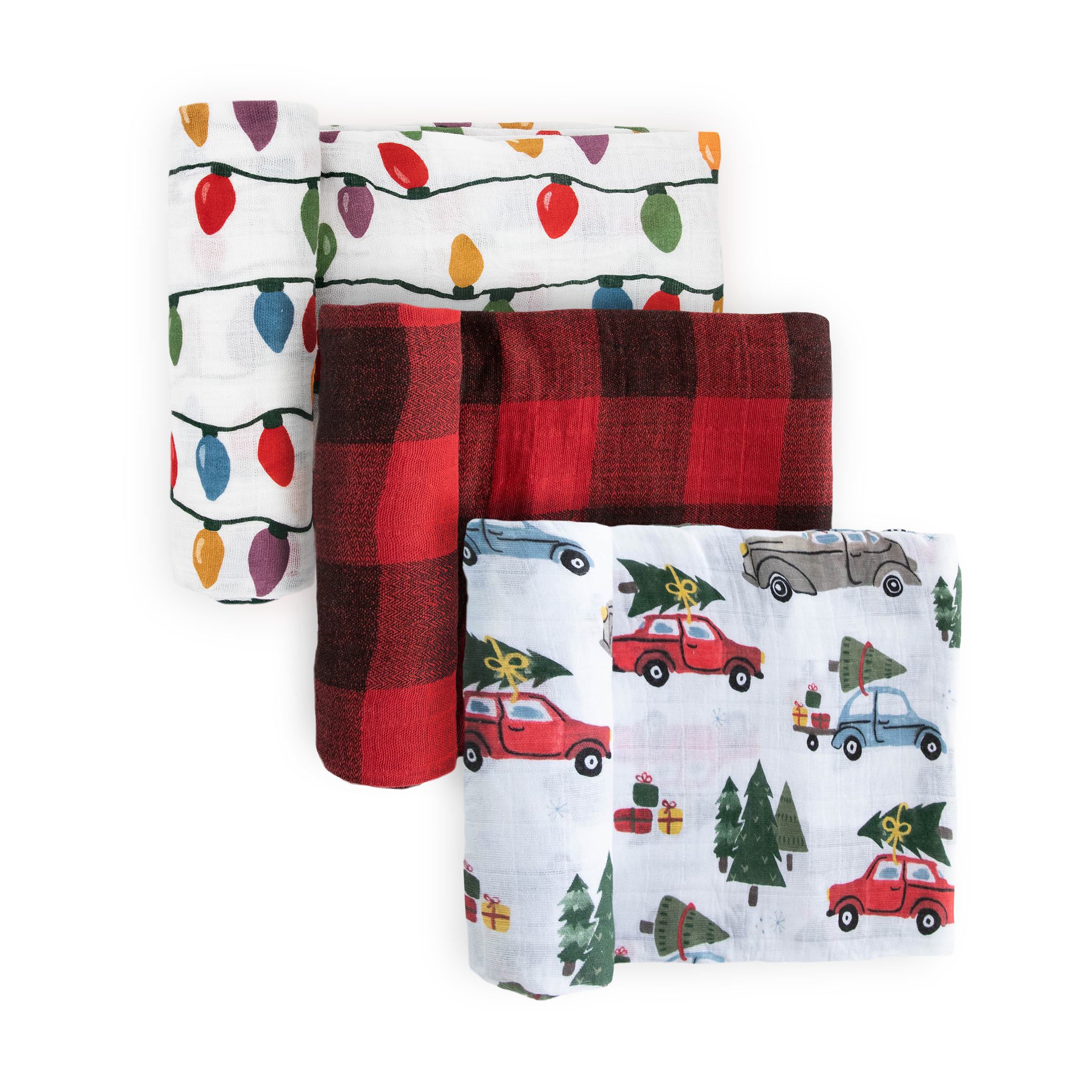 Cotton Muslin Swaddle Blanket 3 Pack - Holiday Haul