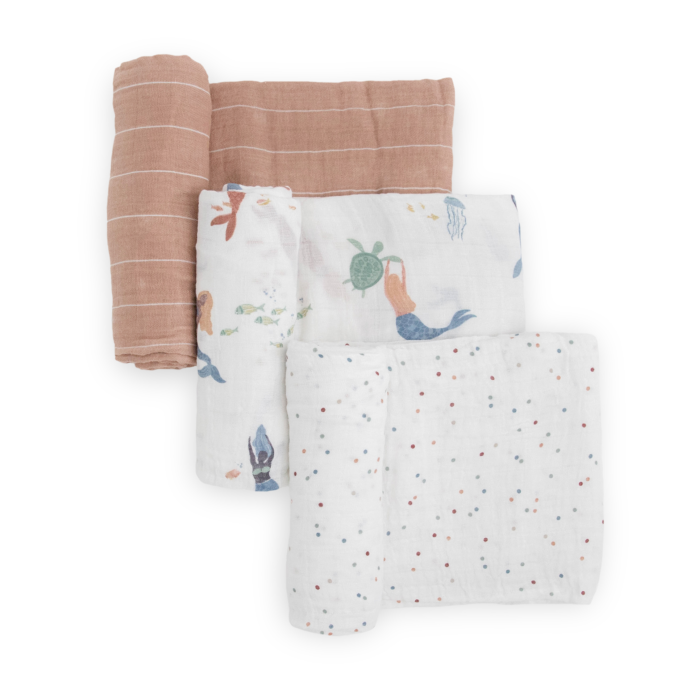 Cotton Muslin Swaddle Blanket 3 Pack - Mermaids