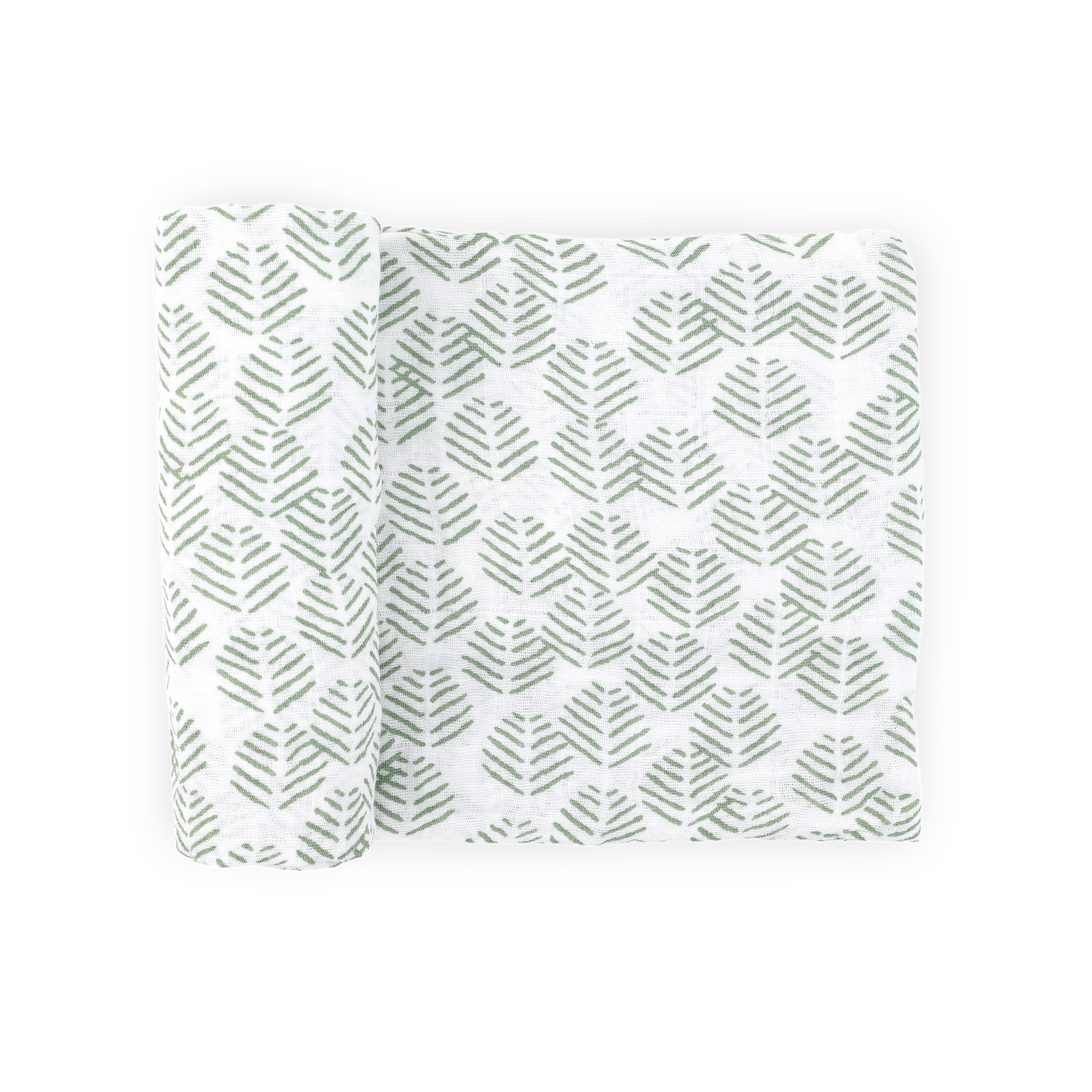 Cotton Muslin Swaddle Blanket - Leaf Motif