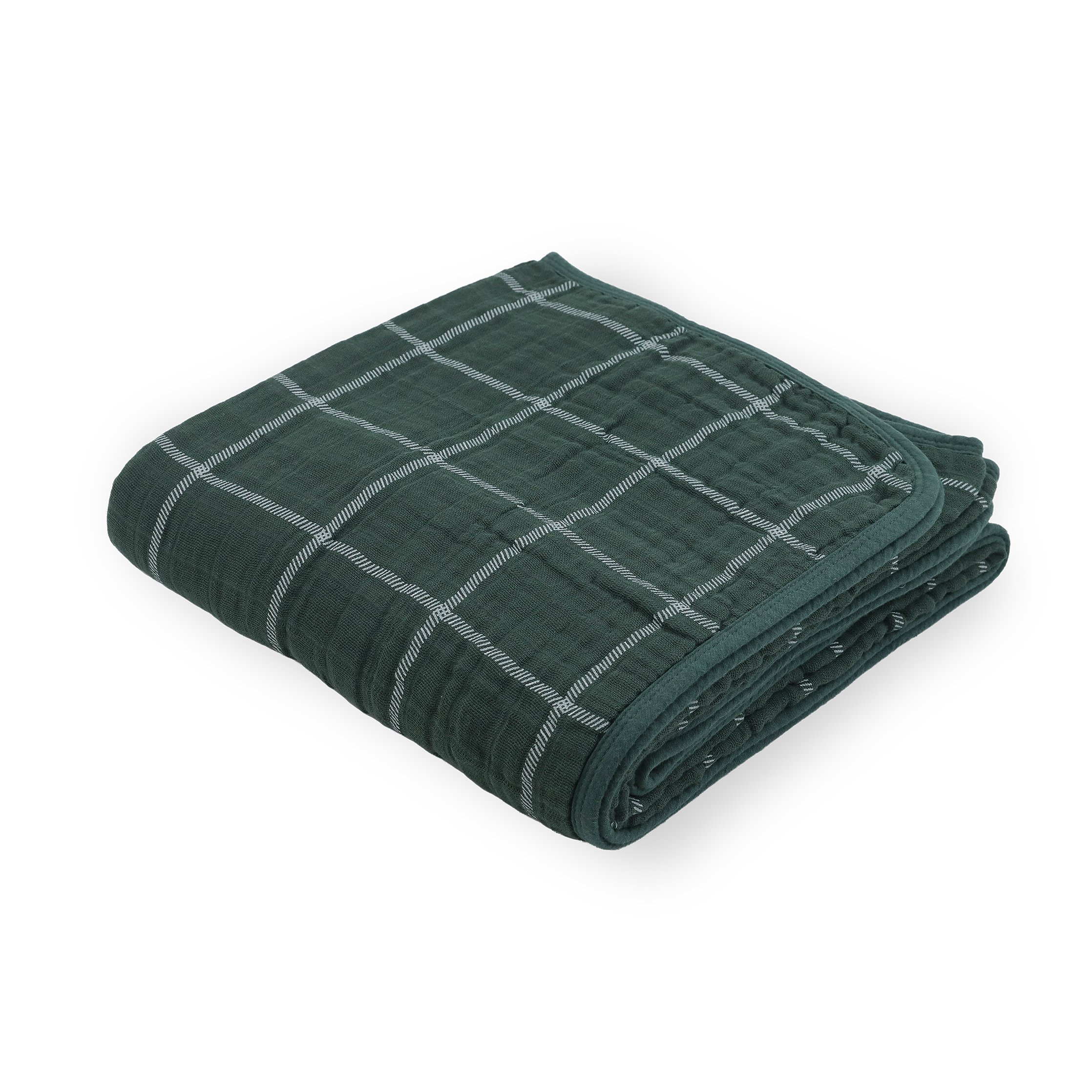 Original Cotton Muslin Quilt - Evergreen Plaid