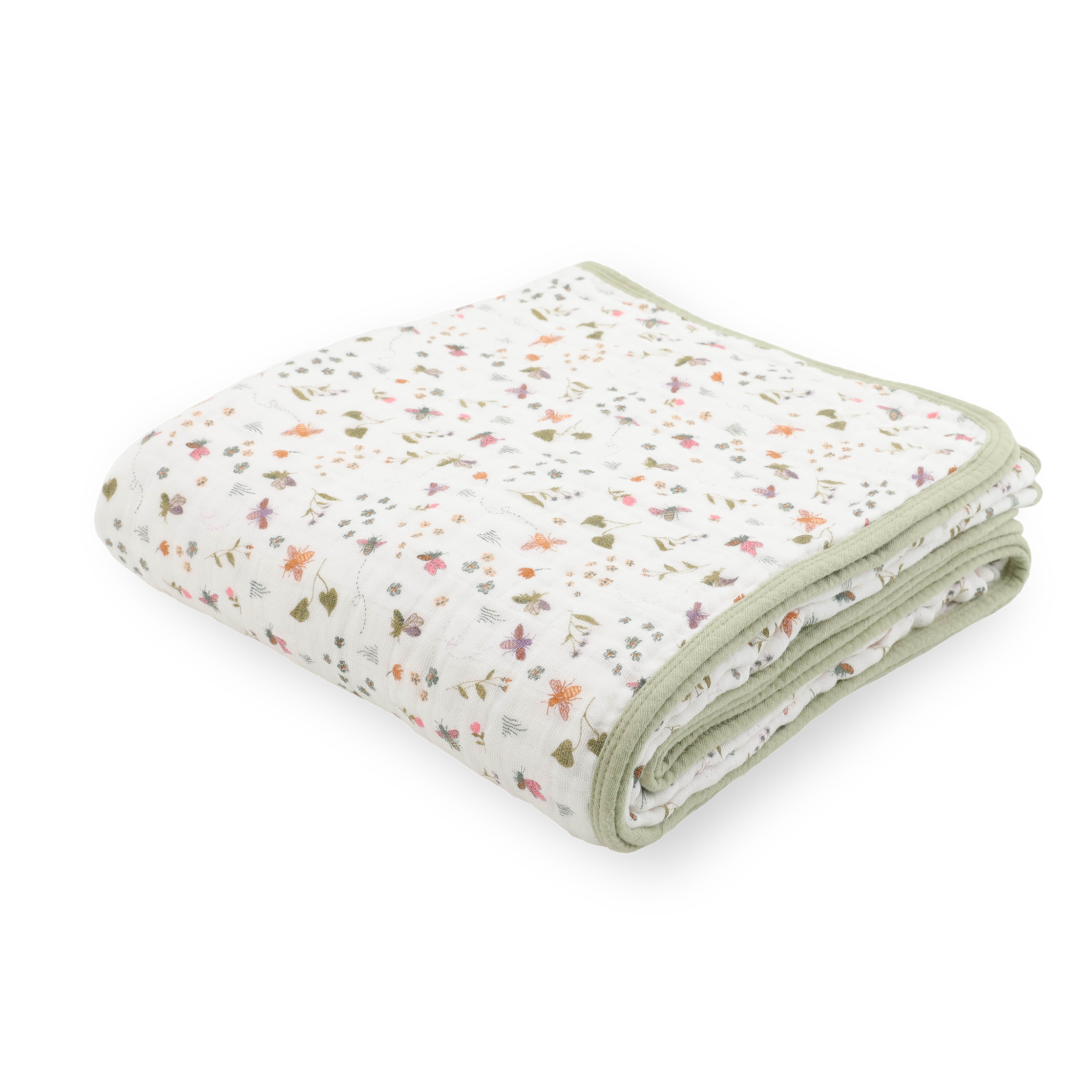 Original Cotton Muslin Quilt - Garden Bees
