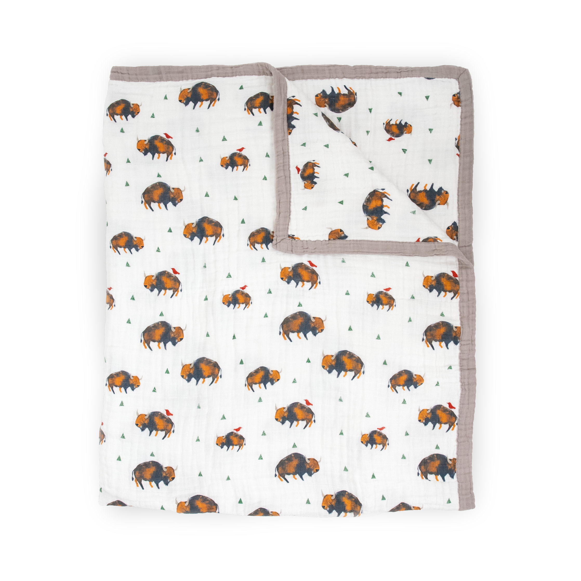 Cotton Muslin Quilted Throw - Bison