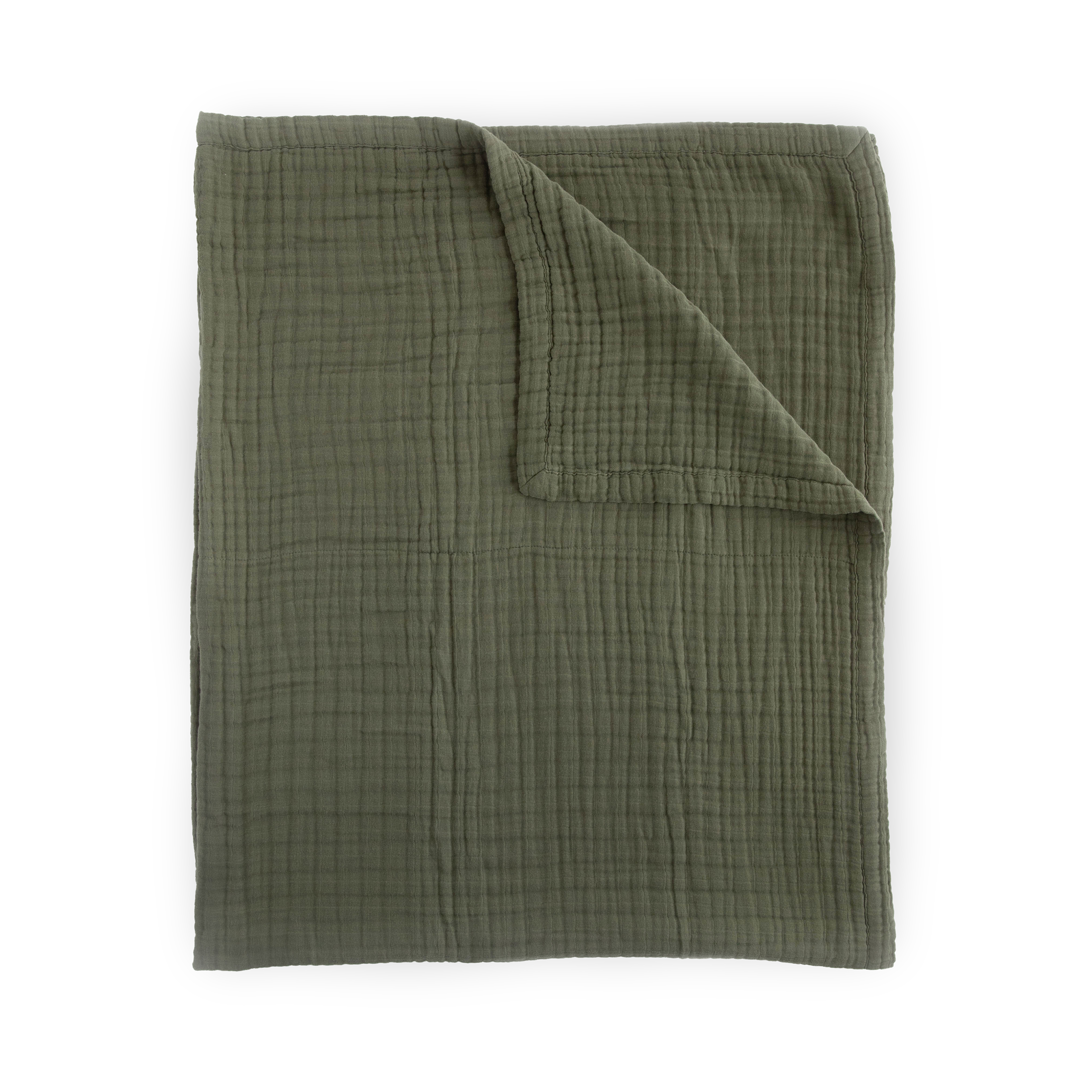 Cotton Muslin Quilted Throw - Fern