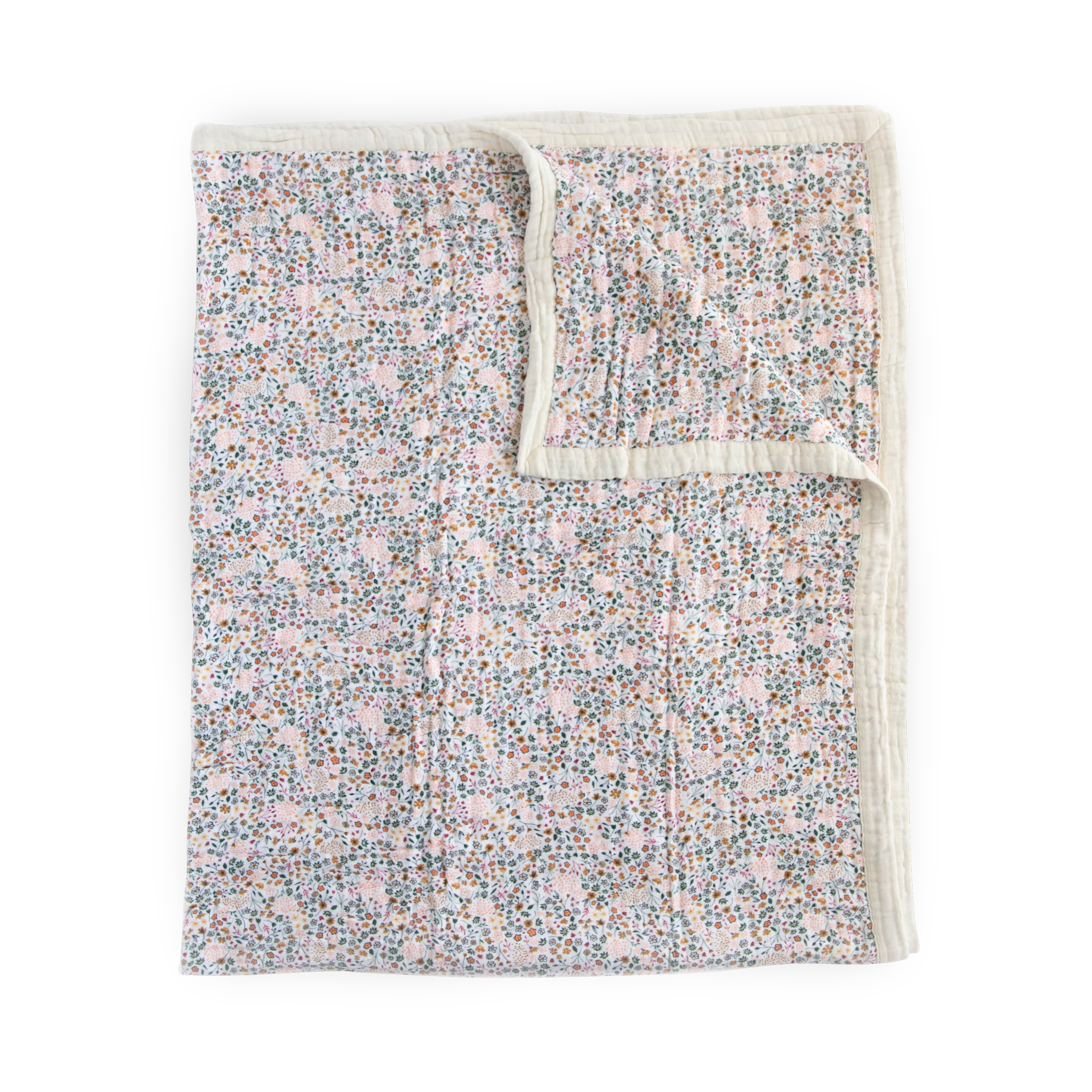 Cotton Muslin Quilted Throw - Pressed Petals