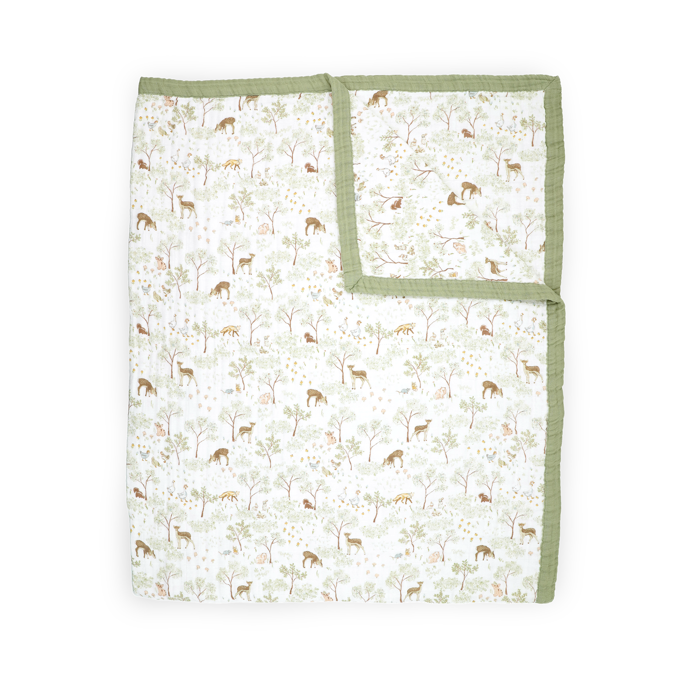 Cotton Muslin Quilted Throw - Woodland Friends