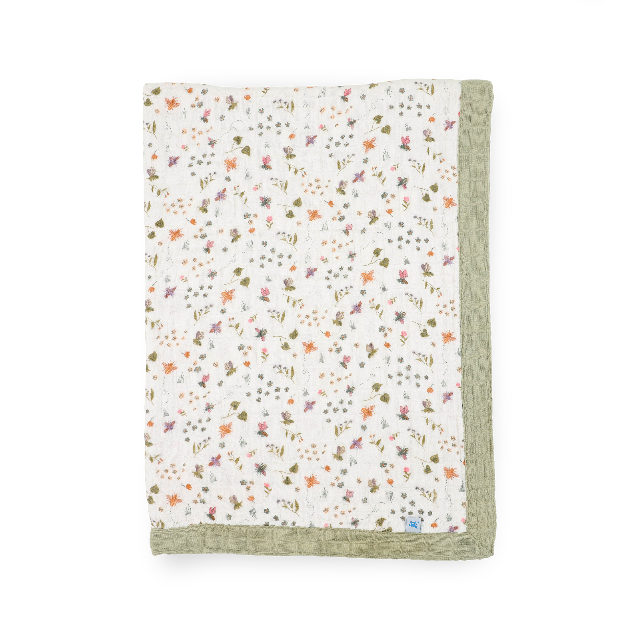 Cotton Muslin Baby Quilt - Garden Bees