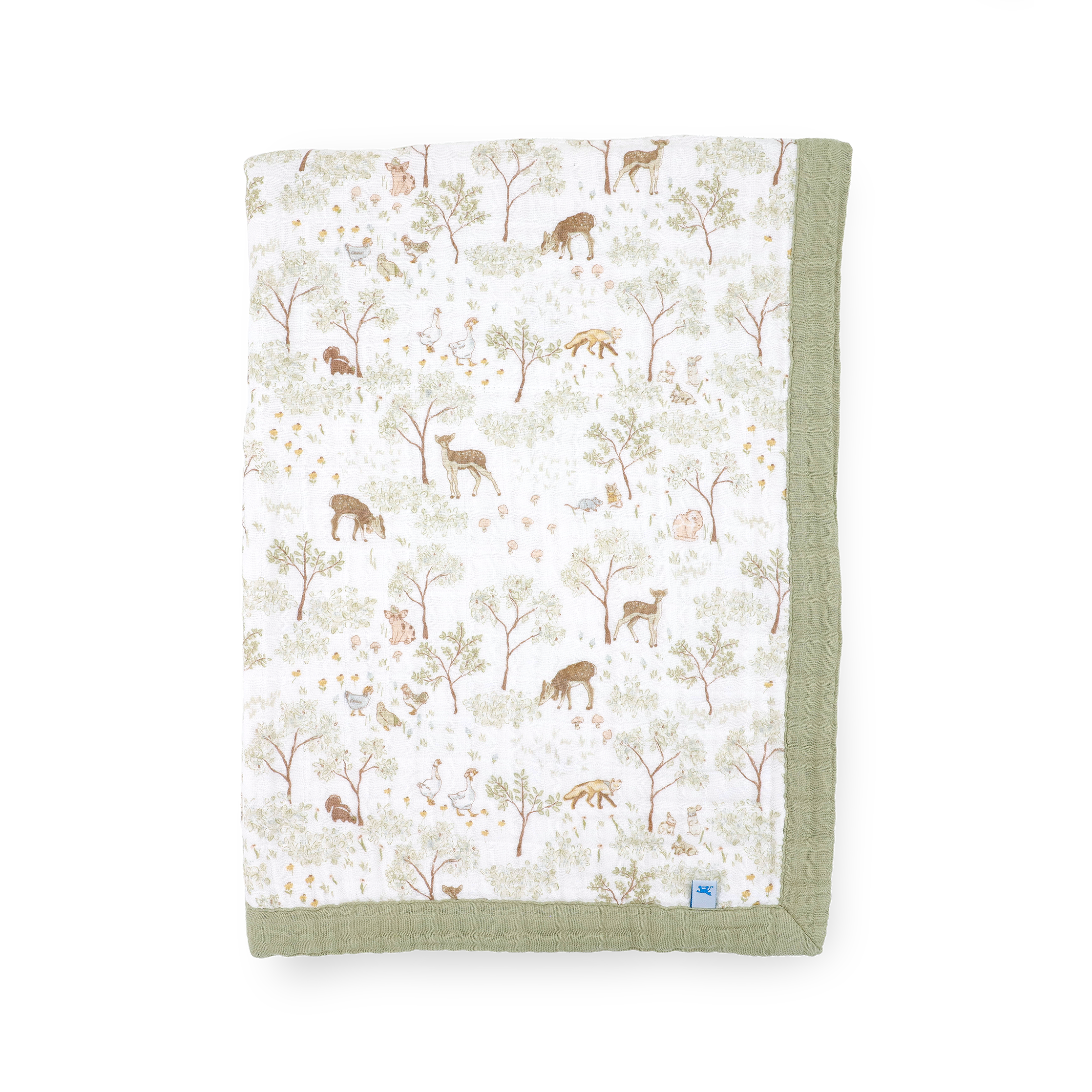 Cotton Muslin Baby Quilt - Woodland Friends