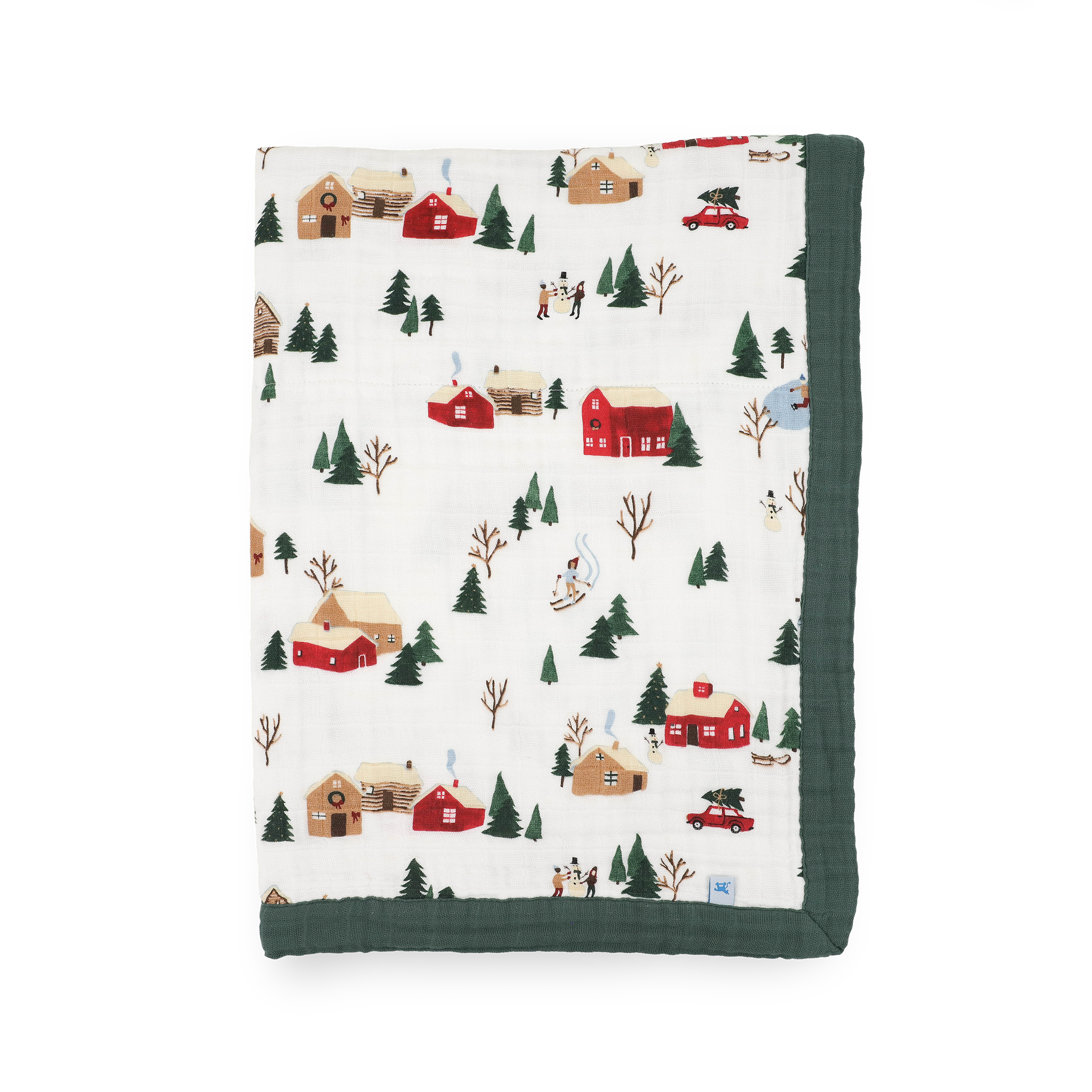 Cotton Muslin Baby Quilt - Cozy Cabins