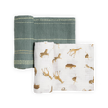 Organic Cotton Muslin Swaddle Blanket 2 Pack - Animal Crackers