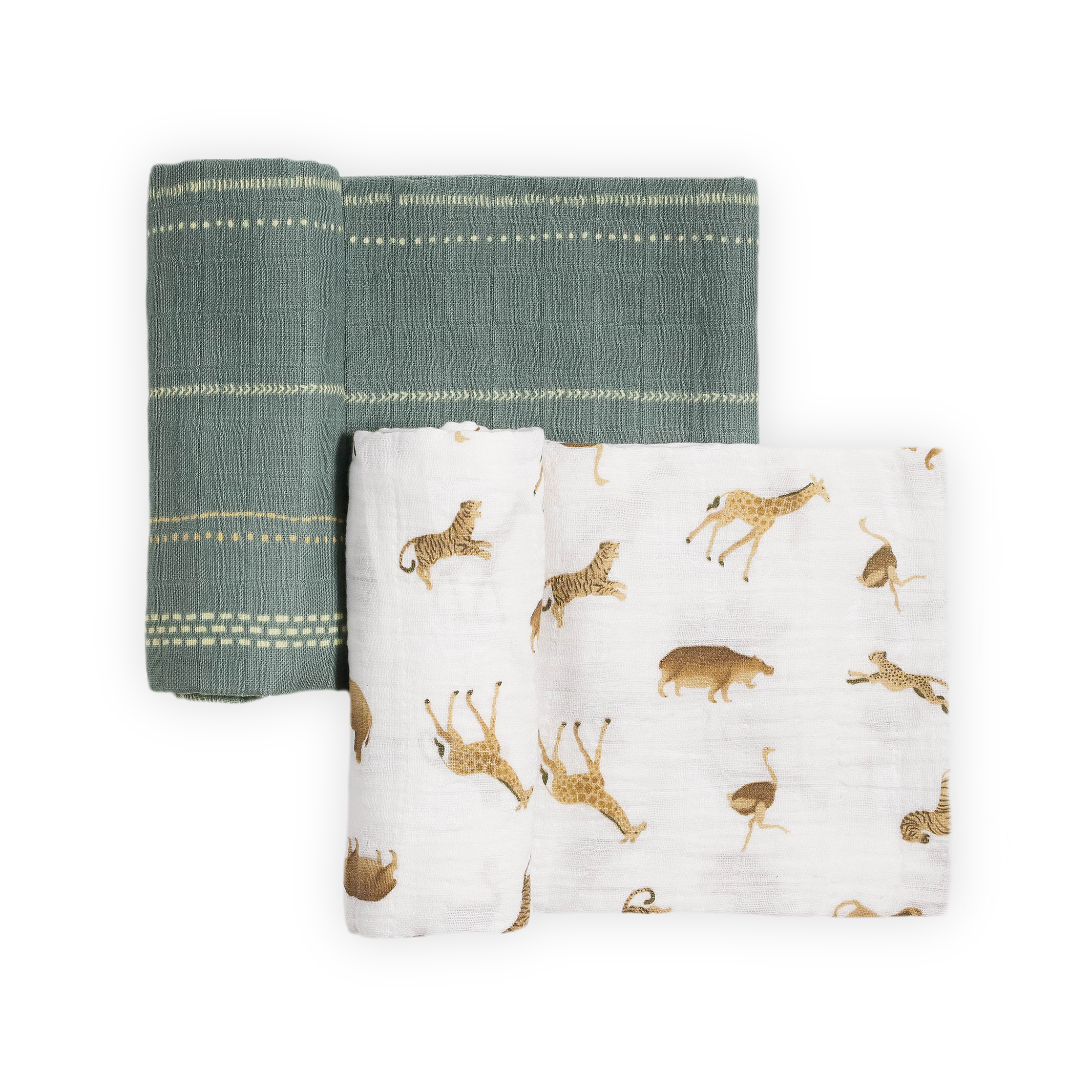 Organic Cotton Muslin Swaddle Blanket 2 Pack - Animal Crackers