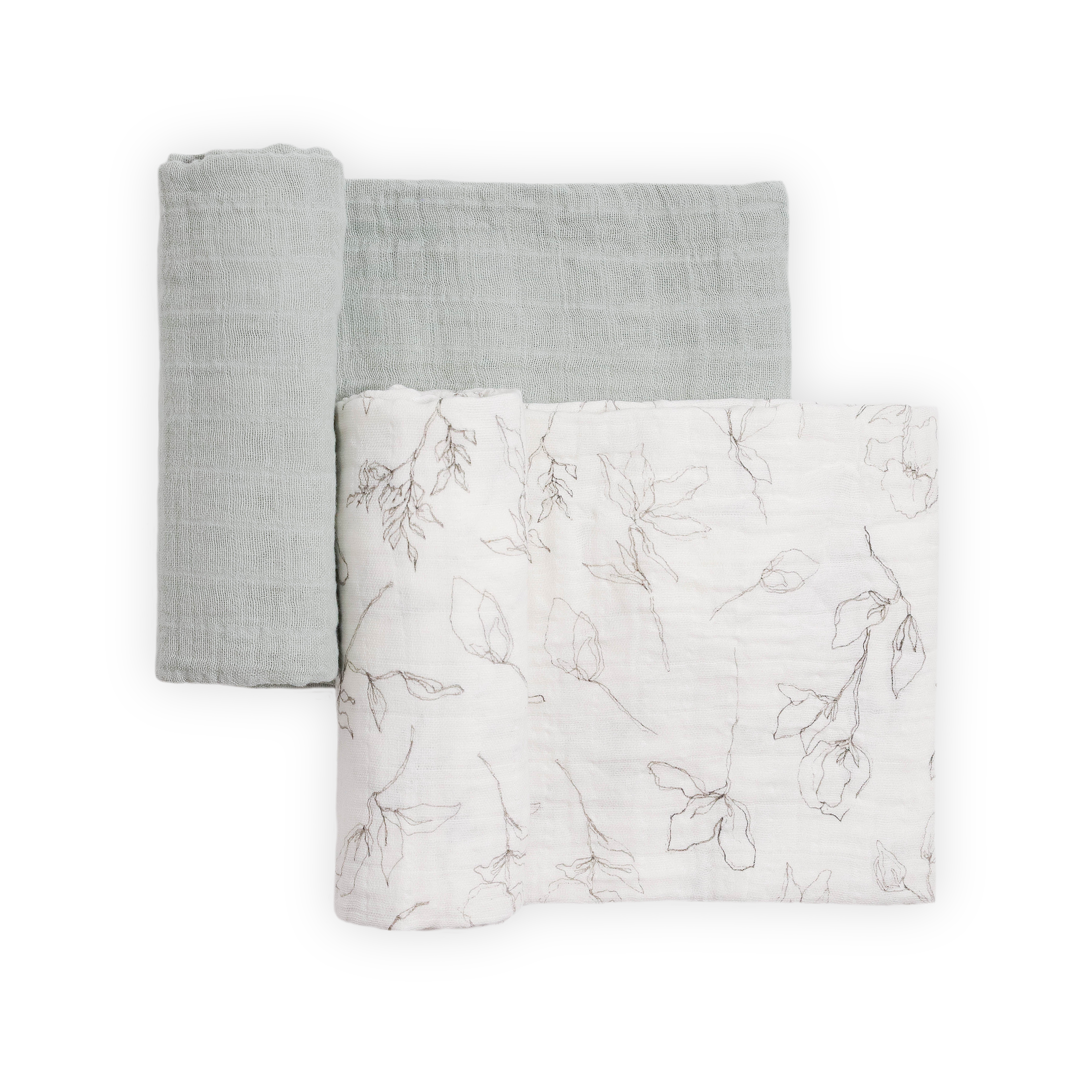 Organic Cotton Muslin Swaddle Blanket 2 Pack - Pencil Floral
