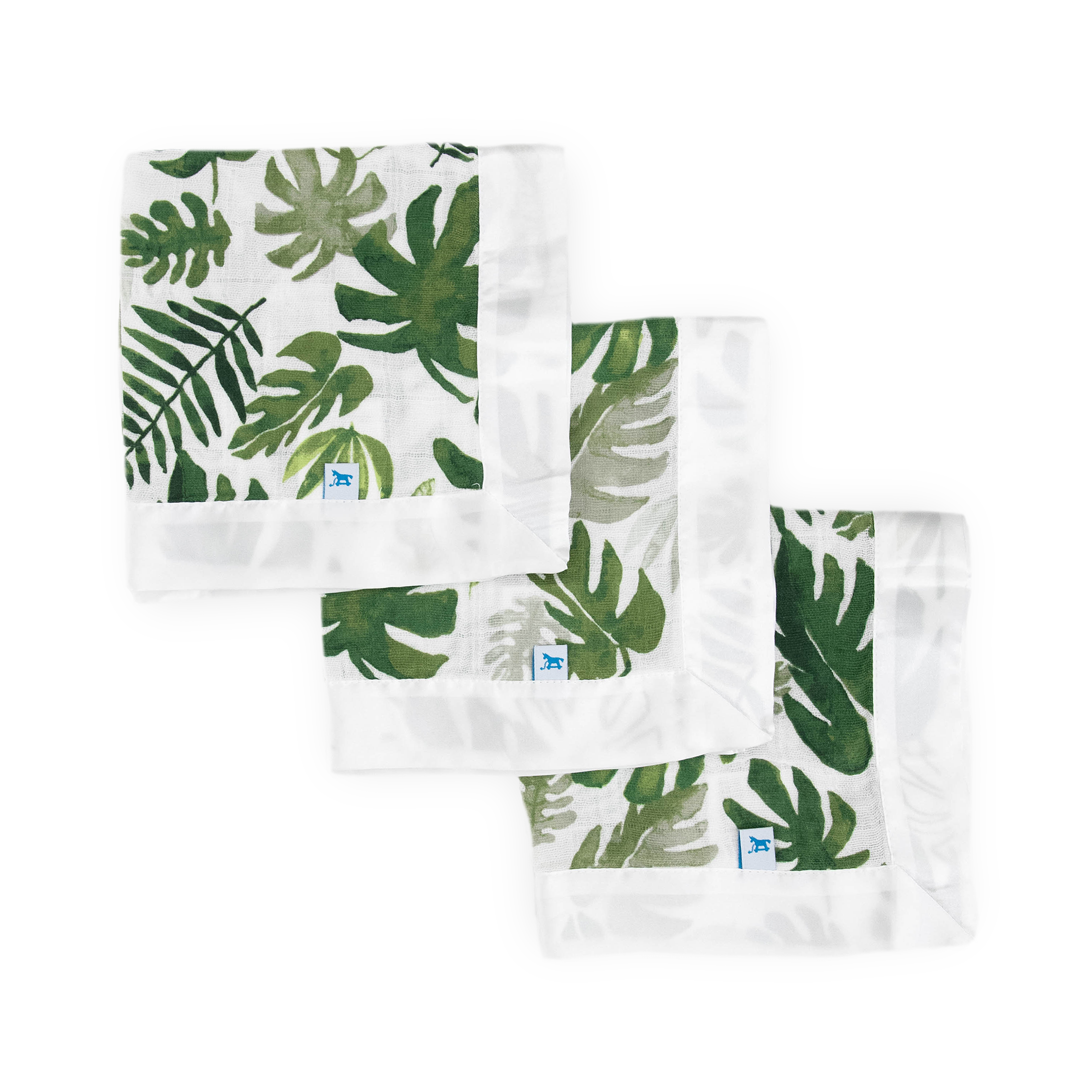 Cotton Muslin Security Blanket 3 Pack - Tropical Leaf
