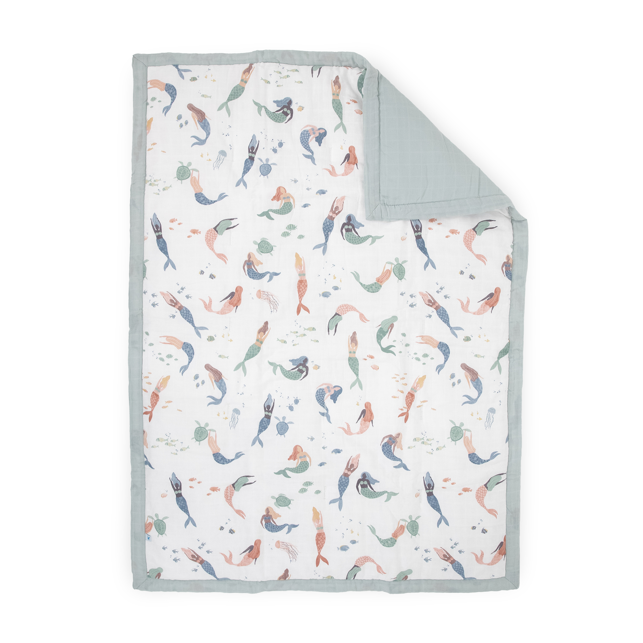 Cotton Muslin Toddler Comforter - Mermaid Party