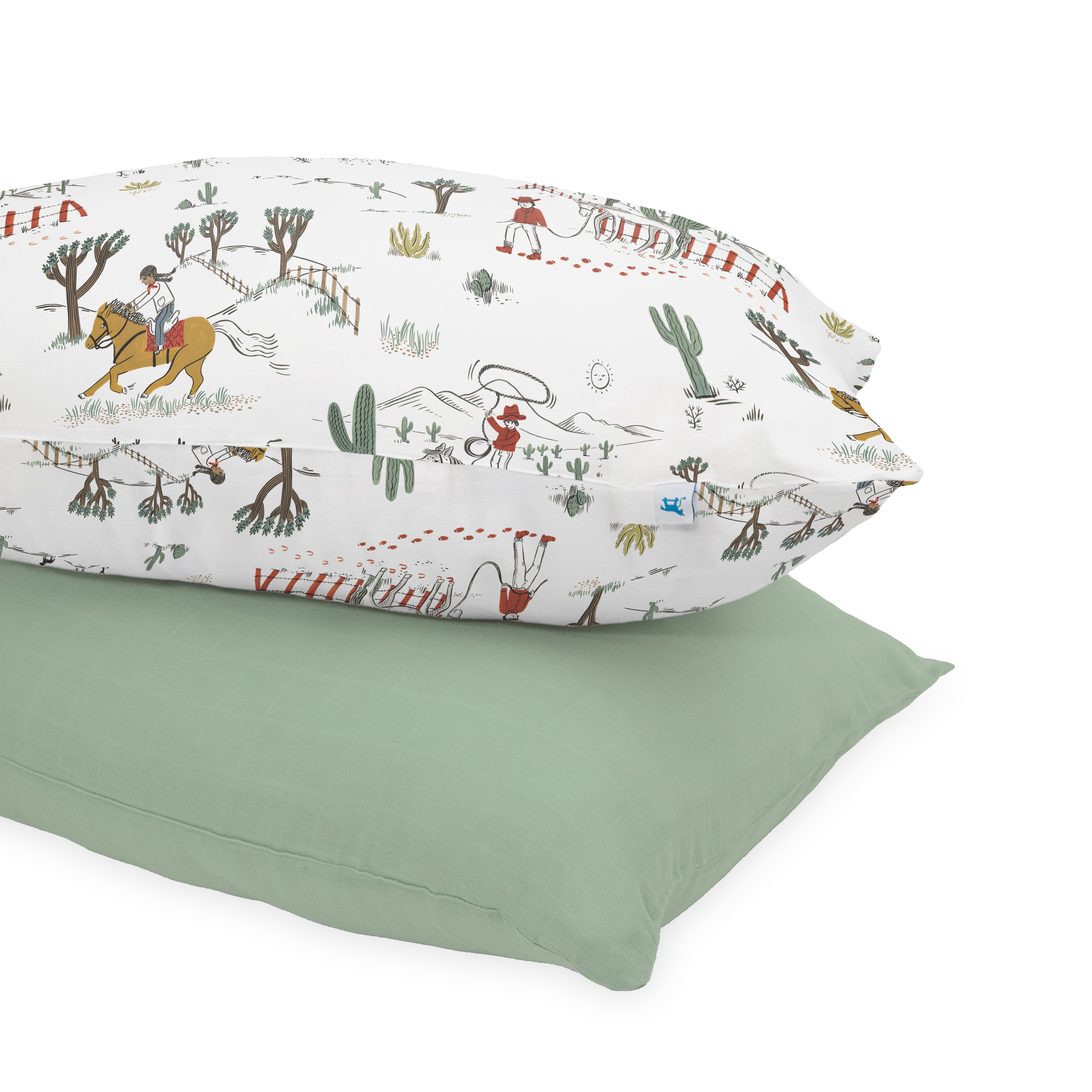 Cotton Muslin Pillowcase 2 Pack - Cowpoke