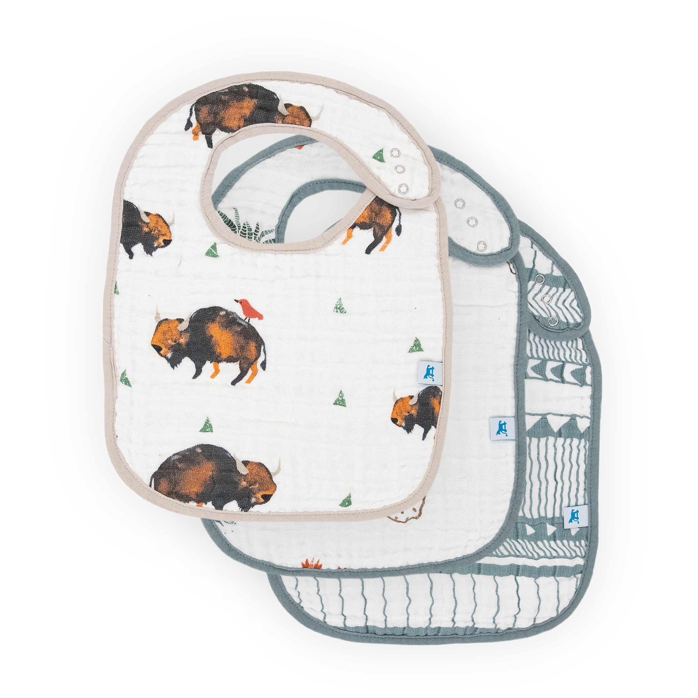 Cotton Muslin Classic Bib 3 pack - Bison