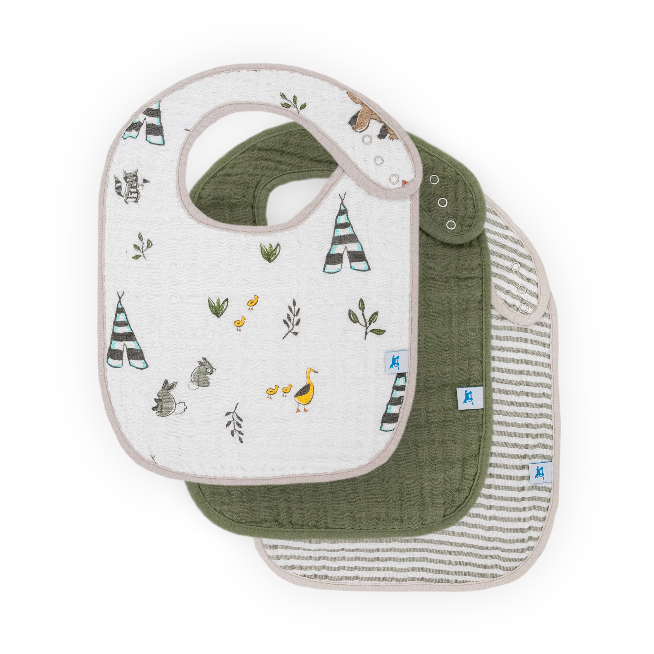 Cotton Muslin Classic Bib 3 Pack - Forest Friends 2