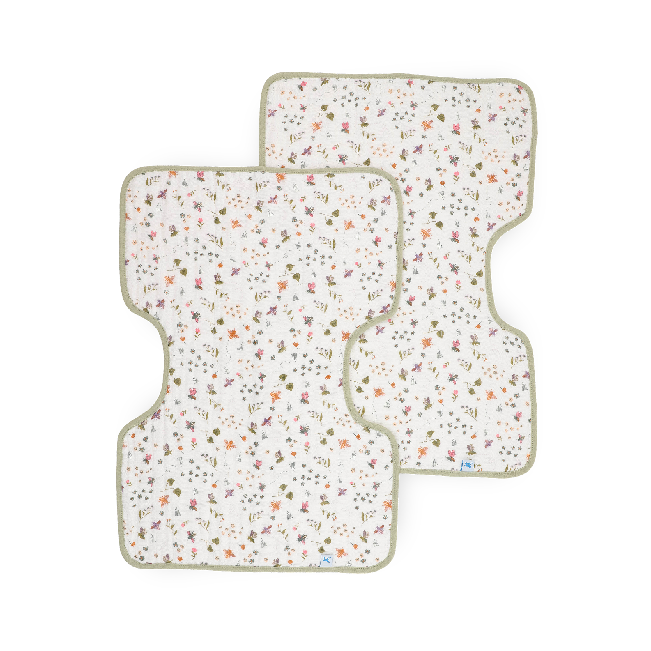 Cotton Muslin Burp Cloth 2 Pack - Garden Bees