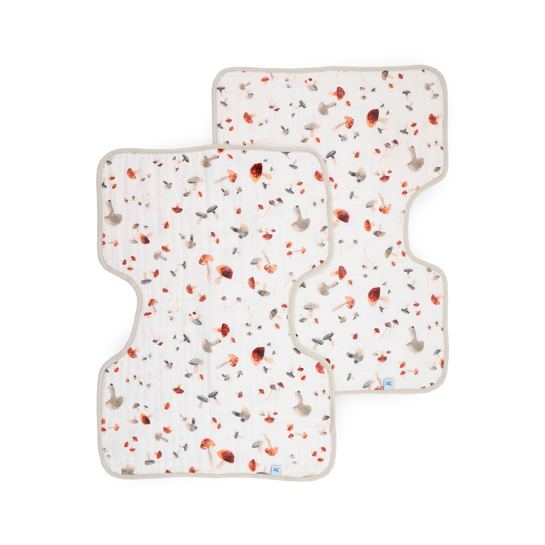 Cotton Muslin Burp Cloth 2 Pack - Mushrooms