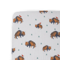 Cotton Muslin Crib Sheet - Bison