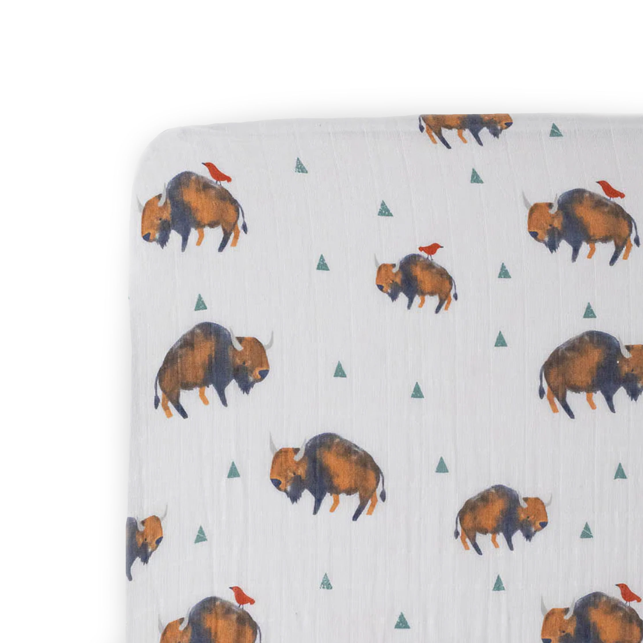 Cotton Muslin Crib Sheet - Bison