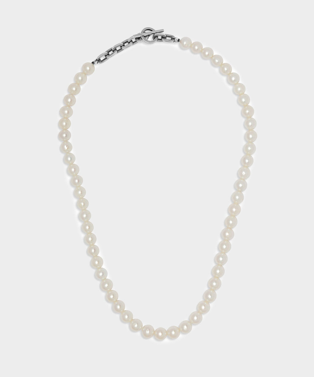 Maor Silver Perla Linka Necklace with White Pearls