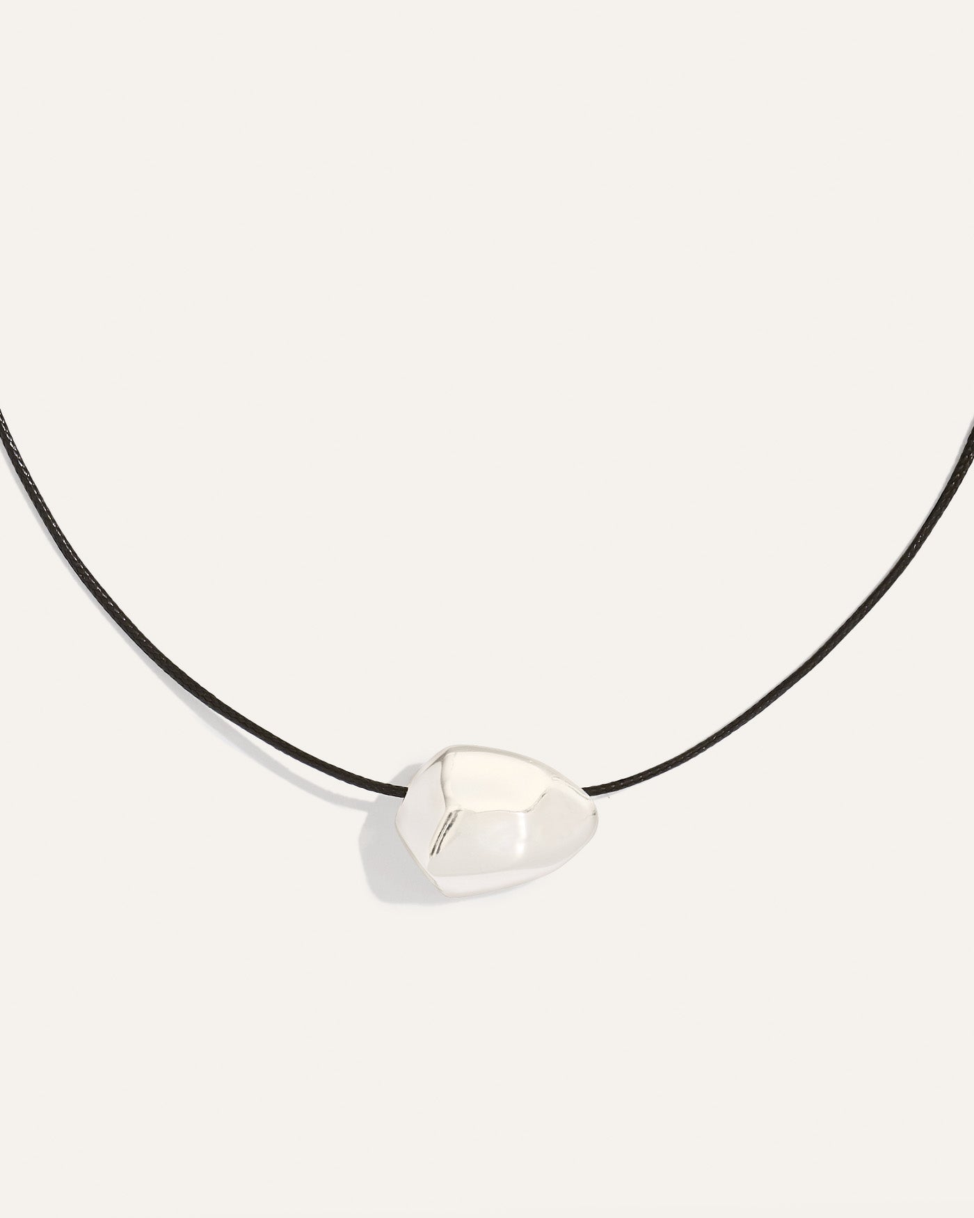 Ulani on Leather Cord Necklace | Black + Silver