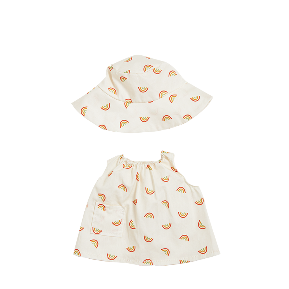 Dinkum Dolls Cotton Una Rainbow Dress Set - Ivory